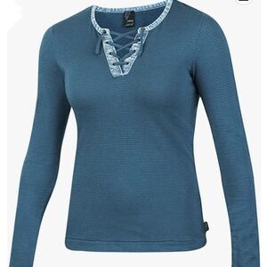 NWT prAna Women's Isabella Top in Corsica Green Blue Size XL Runs Very Small